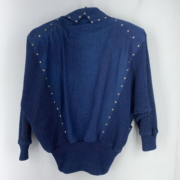 Vtg IB Diffusion Small Coat Denim Studded Unique Oversized Boho 80’s Artsy Jean - Picture 6 of 7
